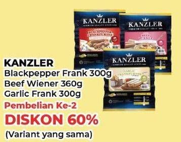 Kanzler Blackpepper Frank, Garlic Frank 300g Beef Wiener 360g