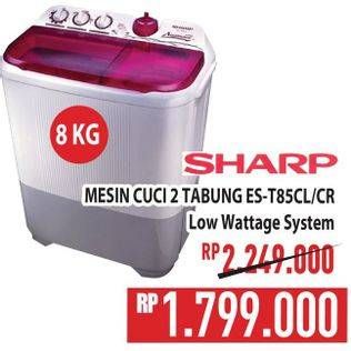 Promo Harga Sharp Washing Machine Twin Tub ES T85CL  - Hypermart