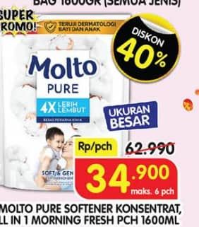 Molto Molto Pewangi  Diskon 44%, Harga Promo Rp34.900, Harga Normal Rp62.990, Maks 6 Pch