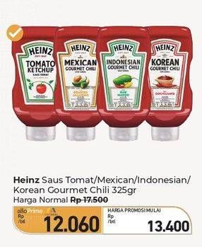 Promo Harga Heinz Gourmet Chili Mexican, Korean, Indonesian 325 gr - Carrefour