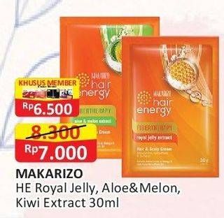 Promo Harga Makarizo Hair Energy Fibertherapy Hair & Scalp Creambath Kiwi, Royal Jelly, Aloe Melon 30 gr - Alfamart