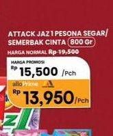 Promo Harga Attack Jaz1 Detergent Powder Semerbak Cinta, Pesona Segar 800 gr - Carrefour