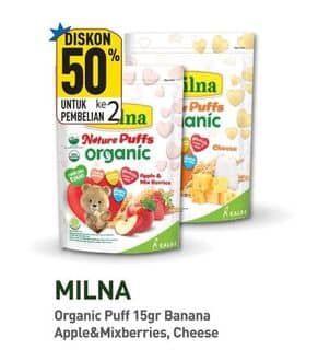 Promo Harga Milna Nature Puffs Organic Banana, Apple Mix Berries, Cheese 15 gr - Hypermart