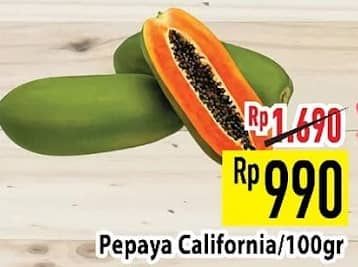 Pepaya California per 100 gr Diskon 41%, Harga Promo Rp990, Harga Normal Rp1.690