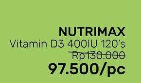 Promo Harga NUTRIMAX Vitamin D3 400 IU 120 pcs - Guardian