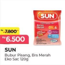 Promo Harga SUN Bubur Sereal Susu Beras Merah, Pisang Susu 120 gr - Alfamart