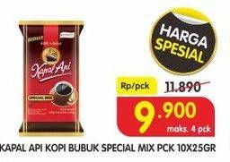 Promo Harga Kapal Api Kopi Bubuk Special Mix per 10 sachet 25 gr - Superindo