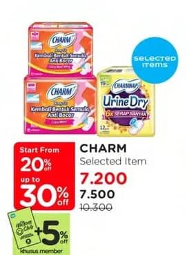 Promo Harga Charm Body Fit Extra Maxi Wing 10 pcs - Watsons