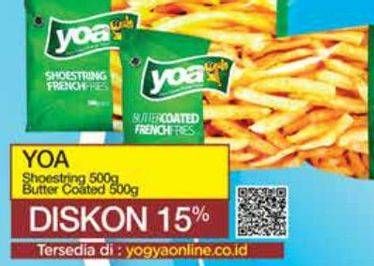 Promo Harga YOA French Fries Shoestring, Butter Coated 500 gr - Yogya