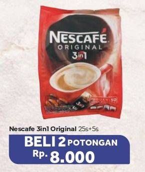 Promo Harga Nescafe Original 3 in 1 per 2 pouch 30 pcs - Carrefour