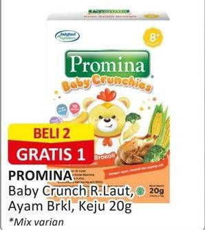 Promo Harga Promina 8+ Baby Crunchies Seaweed, Krim Ayam Brokoli, Keju 20 gr - Alfamart
