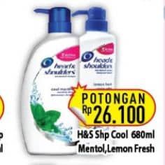 Promo Harga Head & Shoulders Shampoo Cool Menthol, Lemon Fresh 680 ml - Hypermart