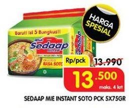 Promo Harga Sedaap Mie Kuah Soto per 5 pcs 75 gr - Superindo