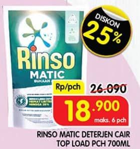 Promo Harga Rinso Detergent Matic Liquid Top Load 700 ml - Superindo