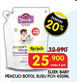 Promo Harga Sleek Baby Bottle, Nipple and Accessories Cleanser 450 ml - Superindo