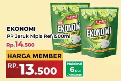 Promo Harga Ekonomi Pencuci Piring Power Liquid Jeruk Nipis 1500 ml - Yogya