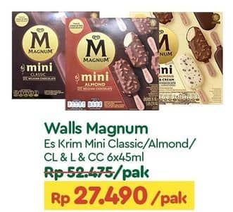 Promo Harga Walls Magnum Mini Almond, Classic, Classic Almond Cookies Cream per 6 pcs 45 ml - TIP TOP