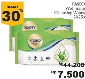 Promo Harga PASEO Cleansing Wipes per 2 pouch 25 pcs - Giant