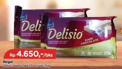 Promo Harga Regal Delisio Wafer Dark Chocolate 75 gr - TIP TOP