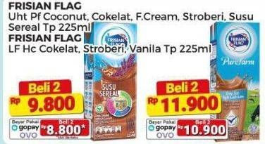 Promo Harga Frisian Flag Susu UHT Purefarm Coconut Delight, Swiss Chocolate, Full Cream, Strawberry, Sereal Coklat 225 ml - Alfamart