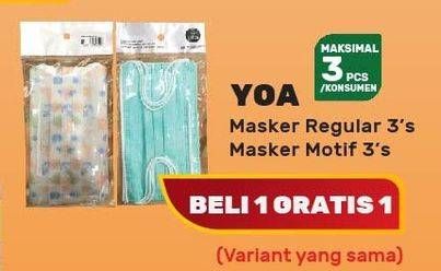Promo Harga YOA Masker Hijau, Motif 3 pcs - Yogya