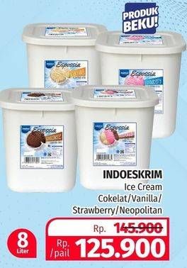 Promo Harga INDOESKRIM Bulk Ice Cream Chocolate, Vanilla, Strawberry, Neapolitan 8000 ml - Lotte Grosir