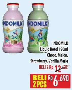 Promo Harga Indomilk Susu Cair Botol Cokelat, Melon, Stroberi, Vanilla Marie 190 ml - Hypermart