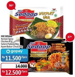 Promo Harga MIE SEDAAP Korean Spicy Chicken 87g, Salero Padang 86g, Ayam Bakar Limau 89g  - Alfamidi