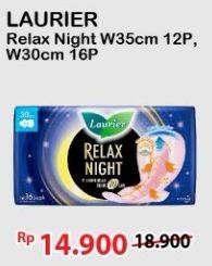 Promo Harga Laurier Relax Night 35cm, 30cm 12 pcs - Alfamart