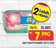 Promo Harga 365 Pantyliners per 2 pouch 20 pcs - Superindo
