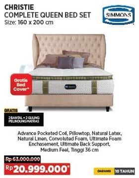 Promo Harga Simmons Christie Complete Queen Bed Set  - COURTS