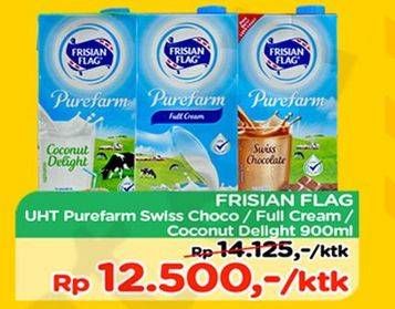 Promo Harga FRISIAN FLAG Susu UHT Purefarm Swiss Choco, Full Cream, Coconut Delight 900 ml - TIP TOP
