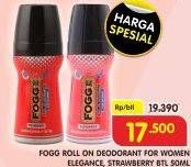 Promo Harga FOGG Roll On Deodorant For Women Strawberry, Elegance 50 ml - Superindo
