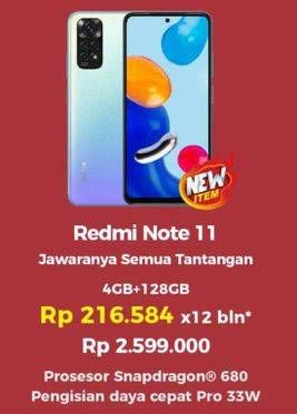 Promo Harga XIAOMI Redmi Note 11 4GB + 128GB  - Erafone