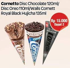 Promo Harga WALLS Cornetto Chocolate, Oreo Cookies, Black Hojicha per 2 pcs 120 ml - Carrefour