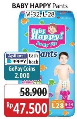 Promo Harga Baby Happy Body Fit Pants M32, L28 28 pcs - Alfamidi