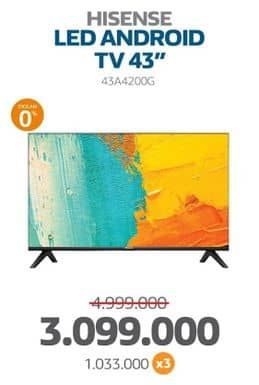 Hisense 43A4200G  Diskon 38%, Harga Promo Rp3.099.000, Harga Normal Rp4.999.000, Cicilan Rp. 1.033.000 x 3