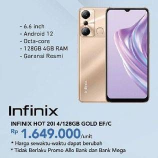 Promo Harga Infinix Hot 20i 4/128GB  - Carrefour