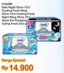 Promo Harga CHARM Safe Night/Extra Comfort Cooling Fresh/Pantyliner Cooling Fresh  - Indomaret