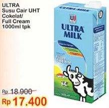 Promo Harga ULTRA MILK Susu UHT Full Cream, Coklat 1000 ml - Indomaret