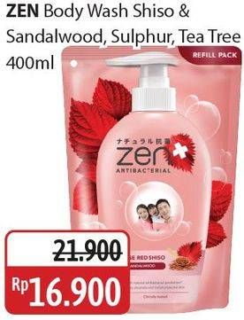 Promo Harga ZEN Anti Bacterial Body Wash Shiso Sandalwood, Shiso Sulphur, Shiso Tea Tree 400 ml - Alfamidi