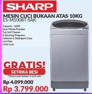 Promo Harga SHARP ES-M1008T-SA | Mesin Cuci Top Load 10kg  - Courts