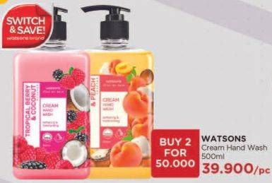 Promo Harga WATSONS Cream Hand Wash 500 ml - Watsons