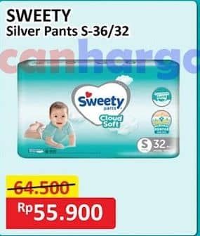 Promo Harga Sweety Silver Pants S32, S36 32 pcs - Alfamart