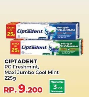 Promo Harga Ciptadent Pasta Gigi Maxi 12 Plus Cool Mint, Fresh Mint 250 gr - Yogya