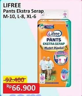 Promo Harga Lifree Popok Celana Ekstra Serap L8, M10, XL6 6 pcs - Alfamart