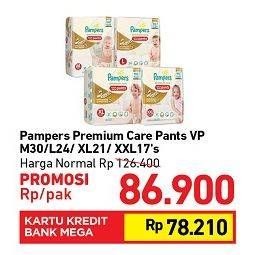 Promo Harga Pampers Premium Care Active Baby Pants M30, L24, XL21, XXL17 17 pcs - Carrefour