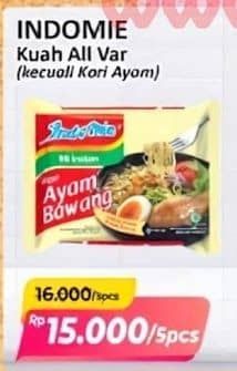 Promo Harga Indomie Mi Kuah Kecuali Kari Ayam 72 gr - Alfamart