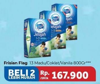 Promo Harga FRISIAN FLAG 123 Jelajah Madu, Cokelat, Vanila per 2 box 800 gr - Carrefour