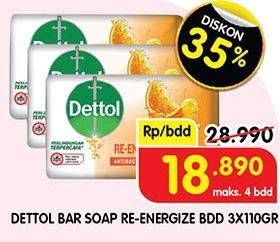 Promo Harga Dettol Bar Soap Reenergize 110 gr - Superindo